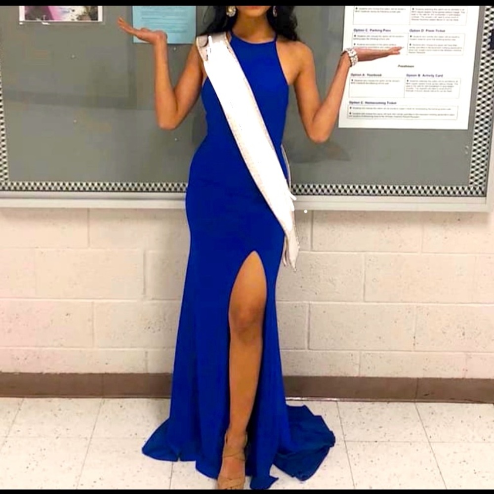 Royal Blue Sherri Hill Leg Slit Gown